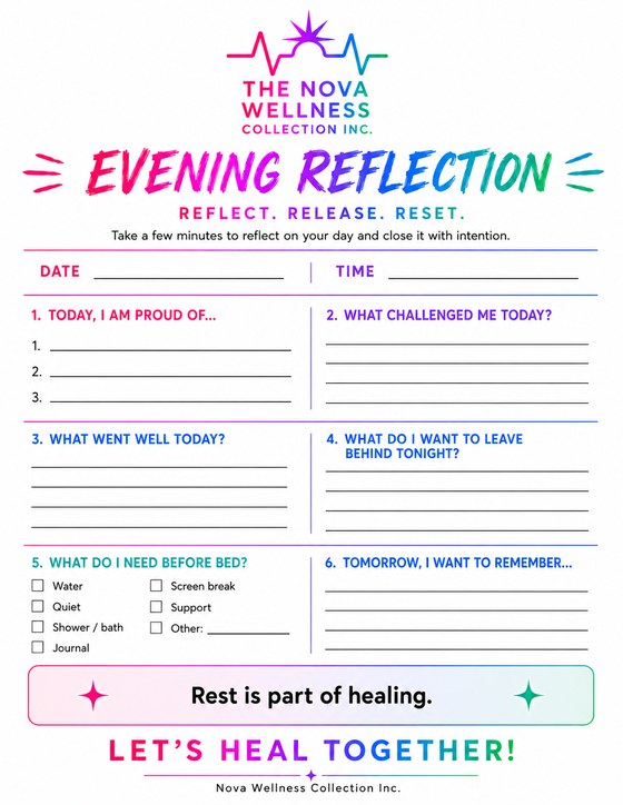 Preview of the Evening Reflection worksheet