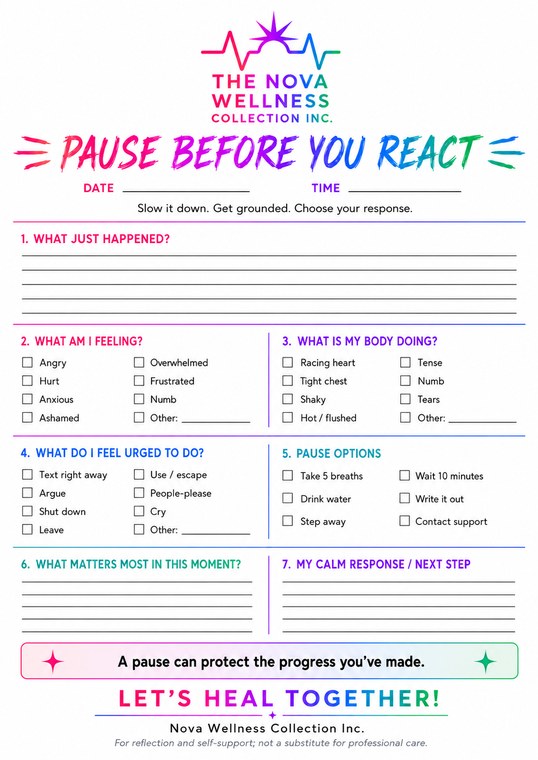 Preview of the Pause Before You React worksheet