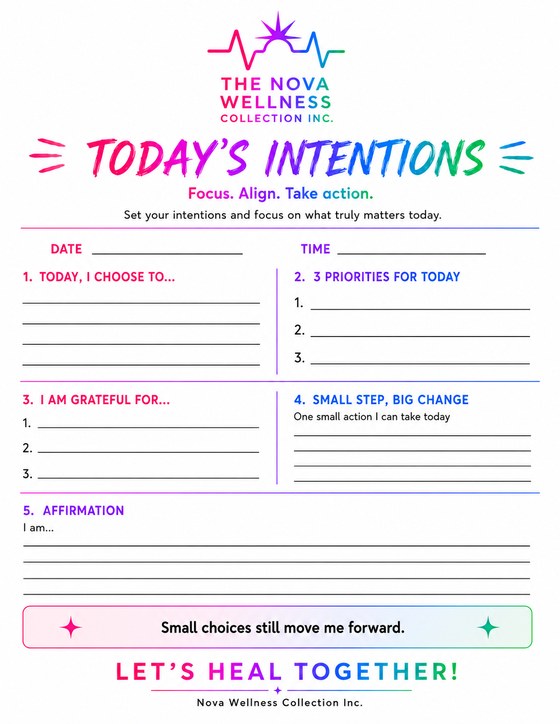 Preview of the Today's Intentions worksheet