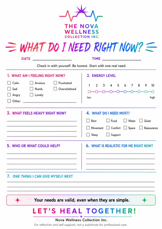 Preview of the What Do I Need Right Now worksheet